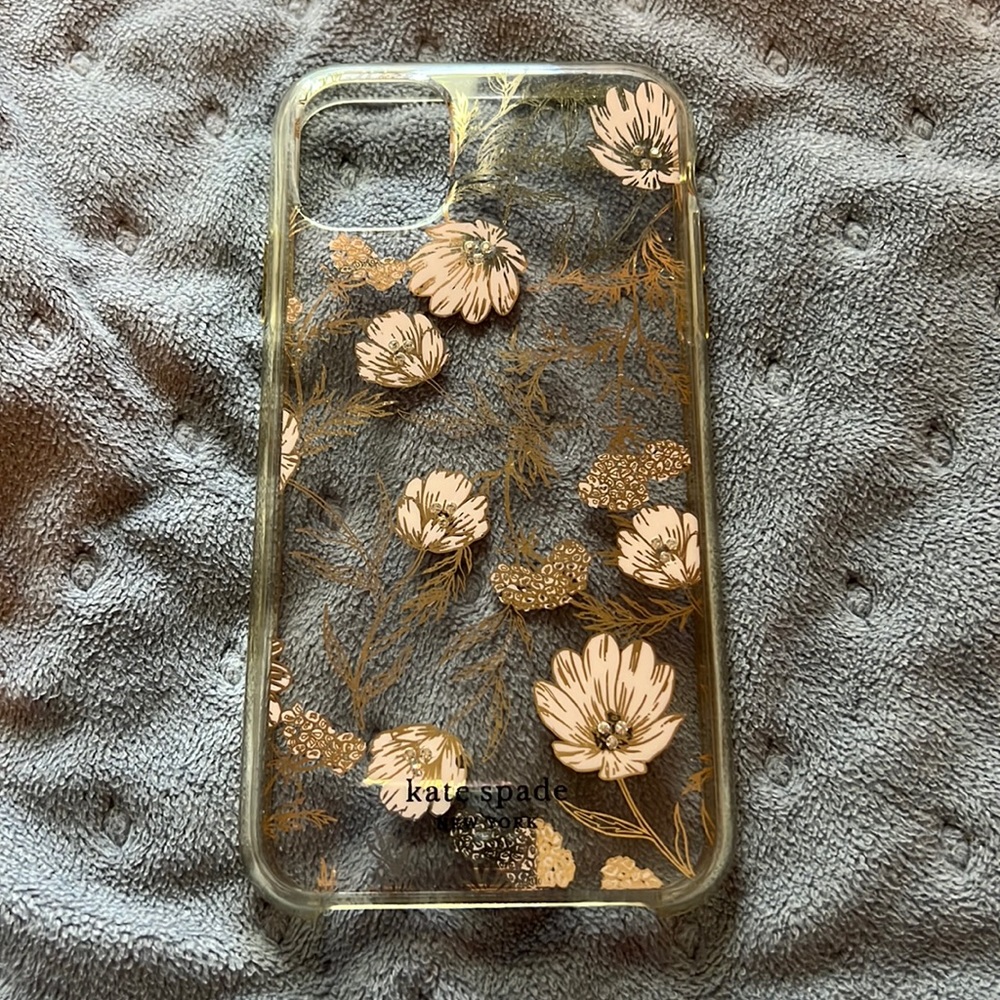 kate spade light pink and gold flower iphone 11 case